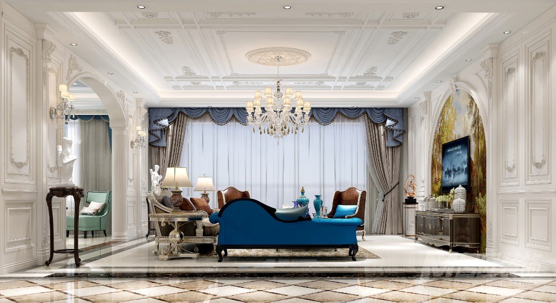 中山裝修效果圖中海龍灣國際303平米法式風格